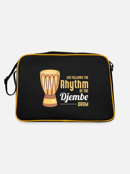 Djembe Player Drummer Music Drum Musician - Retro Bag - black/gold - Back
