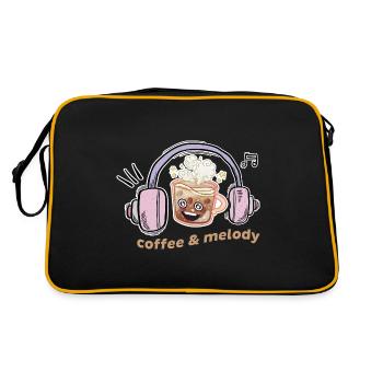 Kaffee & Musik Melodie - Retro Tasche - Schwarz/Gold - Hinten