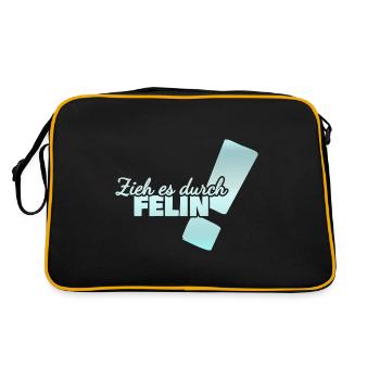Geschenk für Felin - Retro Tasche - Schwarz/Gold - Hinten