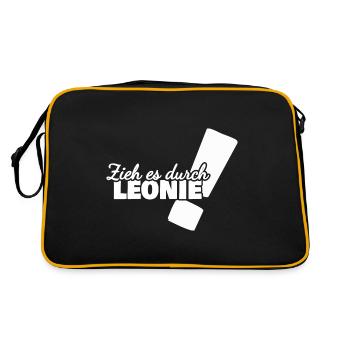 Vorname Leonie - Retro Tasche - Schwarz/Gold - Hinten