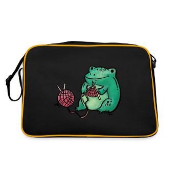 Frog Knitting Handmade - Retro Bag - black/gold - Back