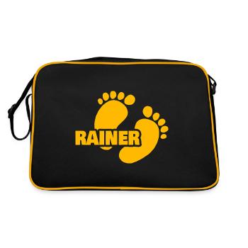 Geburt Rainer - Retro Tasche - Schwarz/Gold - Hinten