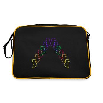 80er Regenbogen Katzen Gay Pride LGBT - Retro Tasche - Schwarz/Gold - Hinten