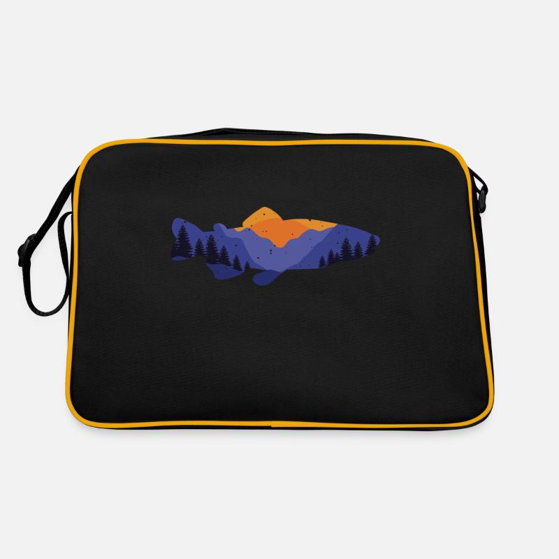 Retro Vintage Forelle - Retro Tasche - Schwarz/Gold