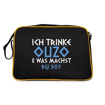 Grieche Griechenland Ouzo - Retro Tasche - Schwarz/Gold - Hinten