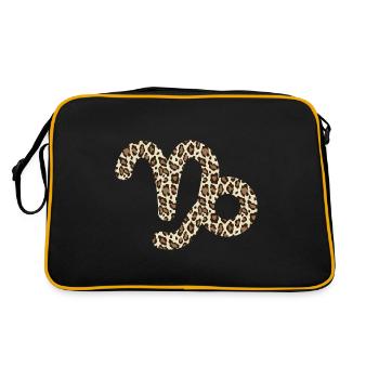 Sternzeichen Steinbock - Retro Tasche - Schwarz/Gold - Hinten