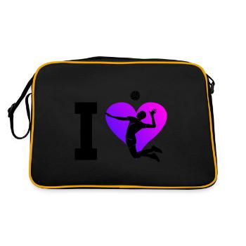 Volleyballer Damen Beach Volley Herren Volleyball - Retro Tasche - Schwarz/Gold - Hinten