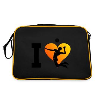 Volleyballspieler Volley Volleyballer Herren - Retro Tasche - Schwarz/Gold - Hinten