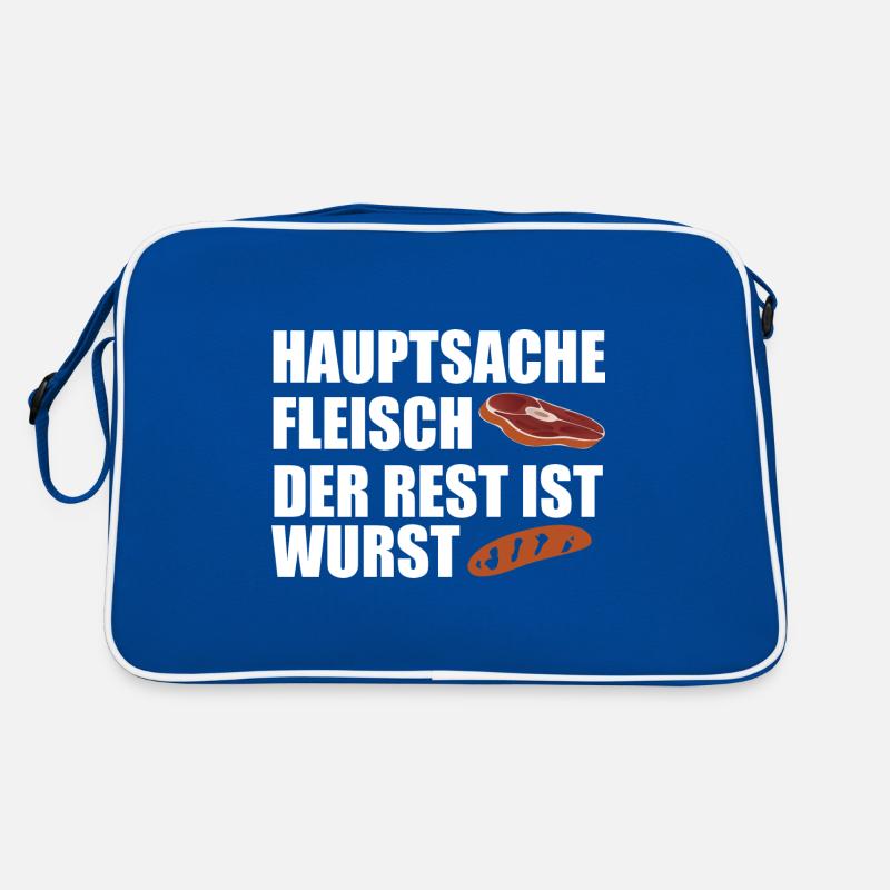 Hauptsache Fleisch der Rest ist Wurst Retro Tasche