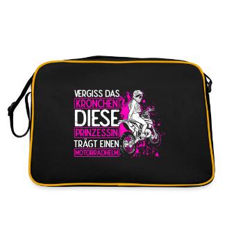 Vergiss das Krönchen Diese Prinzessin Trägt Motorr - Retro Tasche - Schwarz/Gold - Hinten