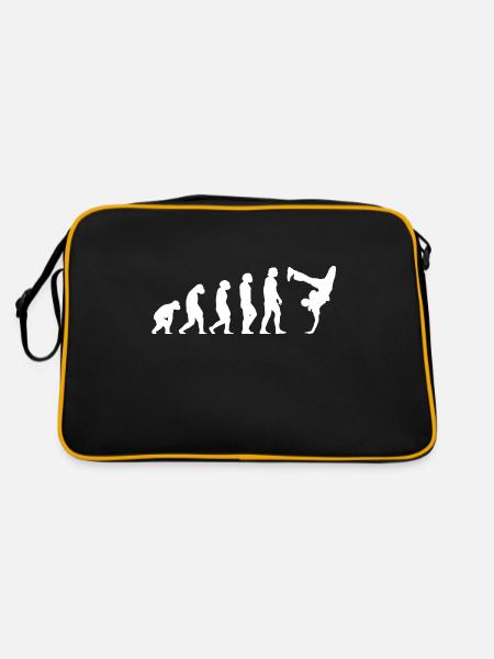 Breakdance Evolution Geschenk B-Boy 80's Hip Hop - Retro Tasche - Schwarz/Gold - Hinten