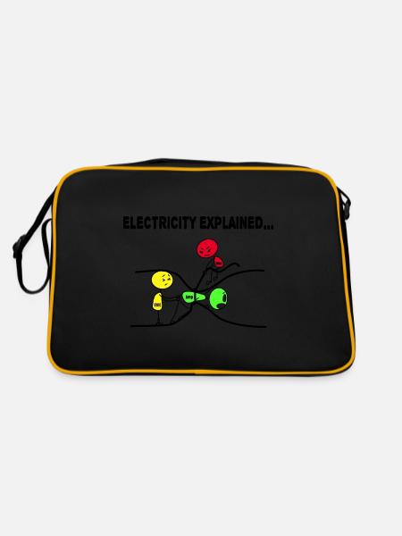 Electricity explains electrician humor gift - Retro Bag - black/gold - Back