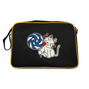 Chat mangeant la sucette - Sac Retro - noir/or - Dos