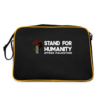 Freedom Fist Free Palestine - Retro Tasche - Schwarz/Gold - Hinten