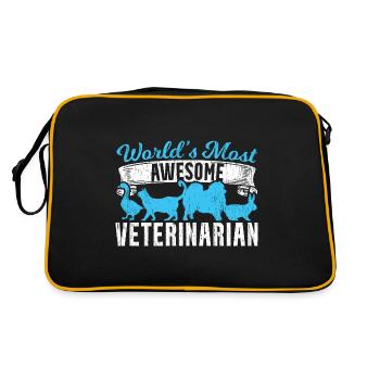 Weltbester Tierarzt - Retro Tasche - Schwarz/Gold - Hinten