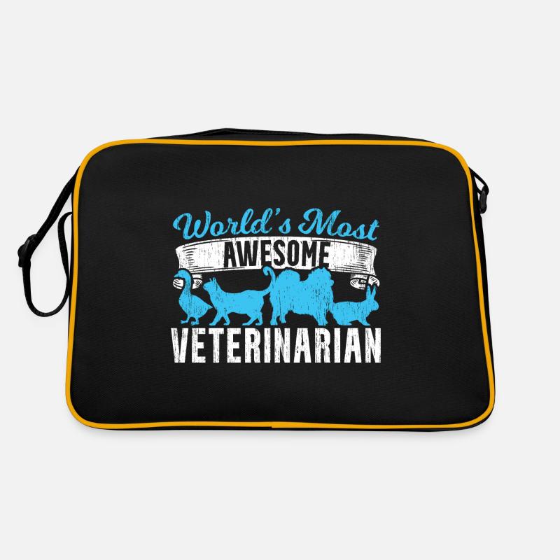 Weltbester Tierarzt - Retro Tasche - Schwarz/Gold