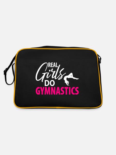 Turnerin Handstand gymnastik turnen Damen Frauen - Retro Tasche - Schwarz/Gold - Hinten