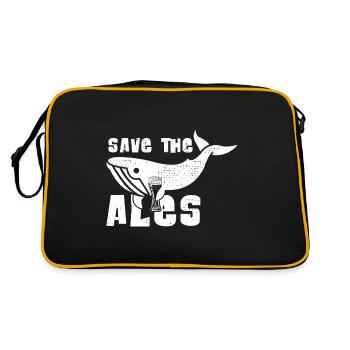 Ale saves whales beer funny sayings gift idea - Retro Bag - black/gold - Back