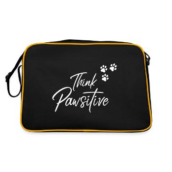 Think Pawsitive Positiv Denken Hunde Pfote Tatze - Retro Tasche - Schwarz/Gold - Hinten