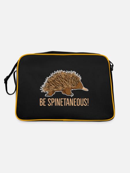 Spinetanisches Angebot für einen Echidna-Fan - Retro Tasche - Schwarz/Gold - Hinten