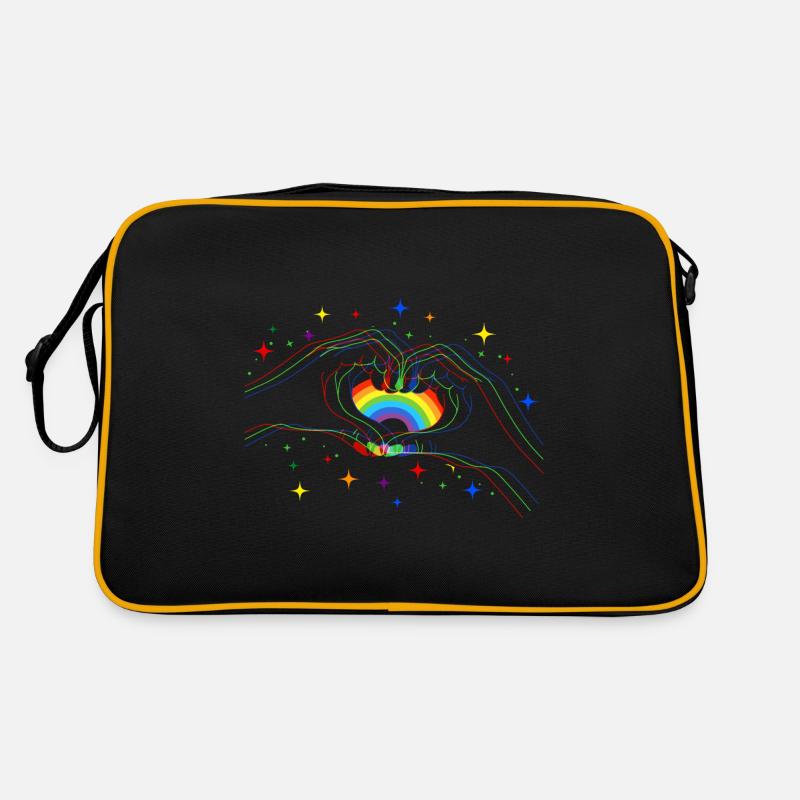 CSD LGBT Hands Shape Rainbow Heart Pride Sac Retro