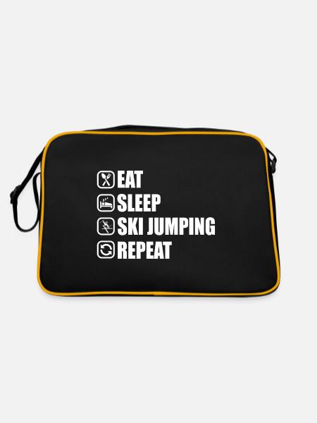 Eat Sleep SkiJumping Repeat Funny Snow Gift - Retro Bag - black/gold - Back