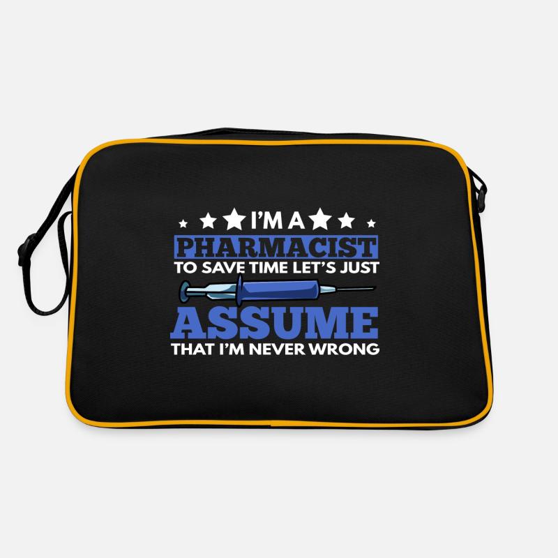 Apotheker Apotheke Pharmazie PTA - Retro Tasche - Schwarz/Gold