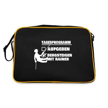 Berg mit rainer oder aufgeben - Retro Tasche - Schwarz/Gold - Hinten