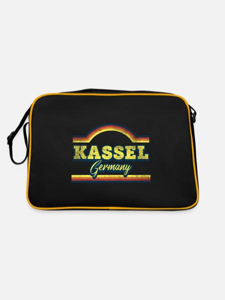 Kassel Germany City Font Vintage Retro - Retro Bag - black/gold - Back
