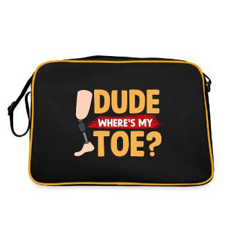 Alter, wo ist mein Zeh - Beinprothese - Retro Tasche - Schwarz/Gold - Hinten