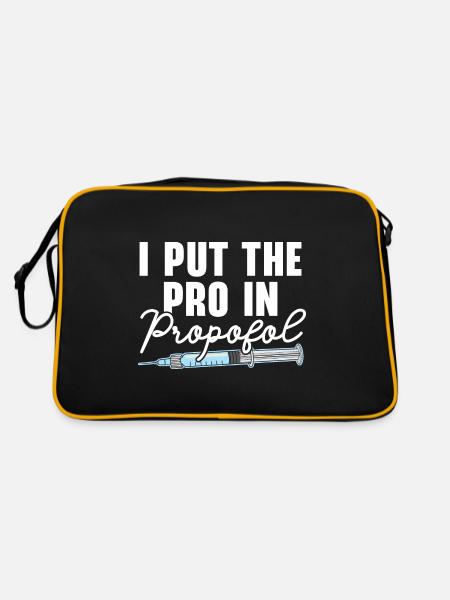 Ich bin der Profi in Sachen Propofol Krankenschwes - Retro Tasche - Schwarz/Gold - Hinten