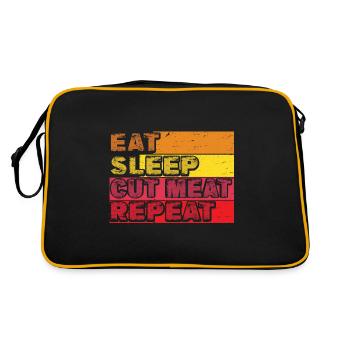 Metzger Fleischer Sprücher I Metzgerei - Retro Tasche - Schwarz/Gold - Hinten