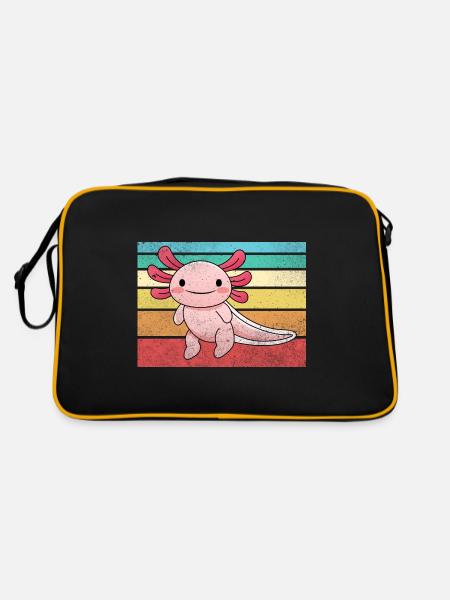 Retro-Axolotl-Design für Axolotl-Liebhaber - Retro Tasche - Schwarz/Gold - Hinten