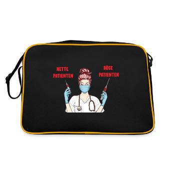 Krankenschwester Spritze Arzthelferin Impfen - Retro Tasche - Schwarz/Gold - Hinten