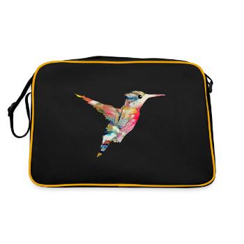 Kolibri Vogel fliegen Tier Natur Vögel Bunt Nektar - Retro Tasche - Schwarz/Gold - Hinten