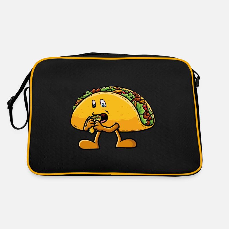 Taco isst einen Taco - Retro Tasche - Schwarz/Gold