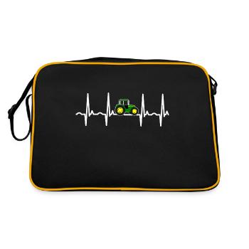 Tractor Heartbeat Farm Tractor Farm Gift - Retro Tasche - Schwarz/Gold - Hinten
