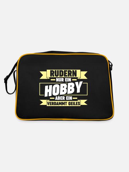 Paddeln Rudern Ruderer - Retro Tasche - Schwarz/Gold - Hinten