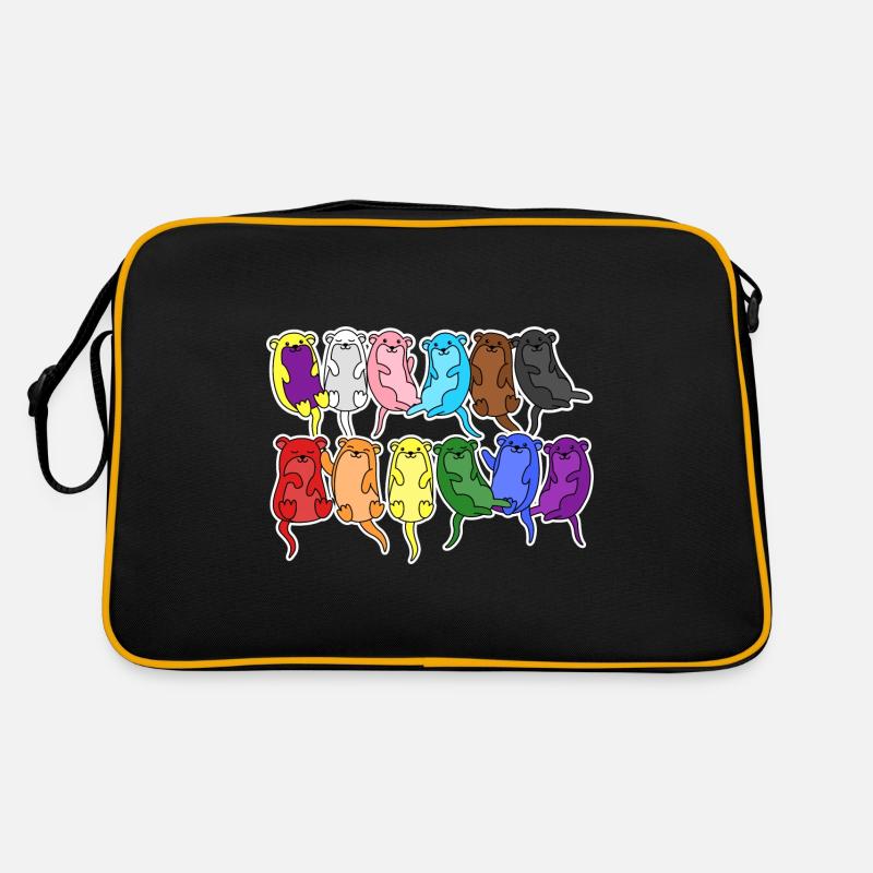 Pride Progress Flagge Otter Gleichberechtigung - Retro Tasche - Schwarz/Gold