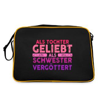 Als Tochter Geliebt Als Schwester Vergöttert - Retro Tasche - Schwarz/Gold - Hinten