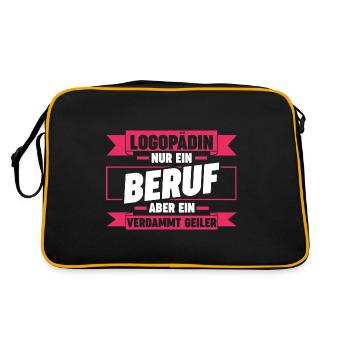 Logopädie Logopädin - Retro Tasche - Schwarz/Gold - Hinten