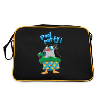 pool party pinguin dino schwimmreif - Retro Tasche - Schwarz/Gold - Hinten