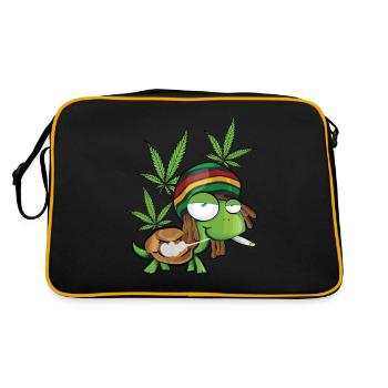 cool funny weeping turtle - Retro Bag - black/gold - Back