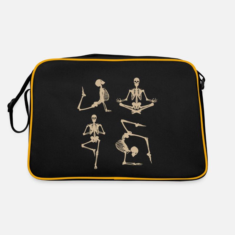 dessins de squelette de yoga cool - Sac Retro - noir/or