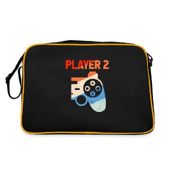 Player 2 Gamer Partner Couple Love Gambling Gift - Retro Bag - black/gold - Back