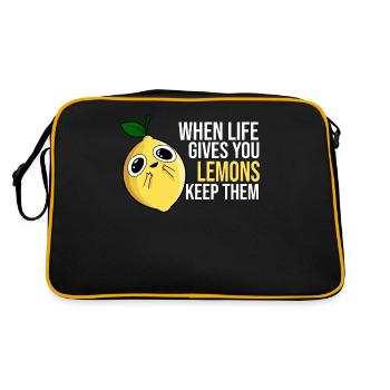 Zitrone Spruch - Retro Tasche - Schwarz/Gold - Hinten