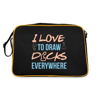 J'aime dessiner des bites partout - Sac Retro - noir/or - Dos