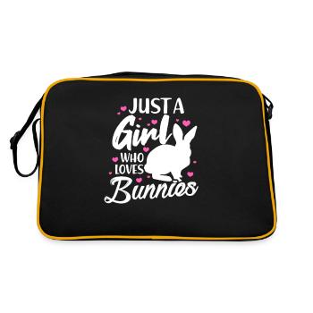 Hase Bunny Mädchen Girl Hasen Ostern Geschenk - Retro Tasche - Schwarz/Gold - Hinten