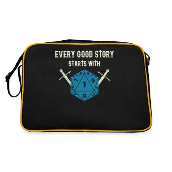 RPG DICE EVERY GOOD STORY Pen and Paper Cadeaux - Sac Retro - noir/or - Dos