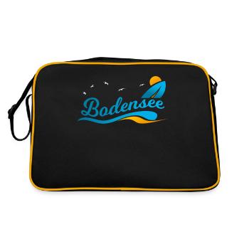 Lake Constance Alps Gift Shirt - Retro Bag - black/gold - Back